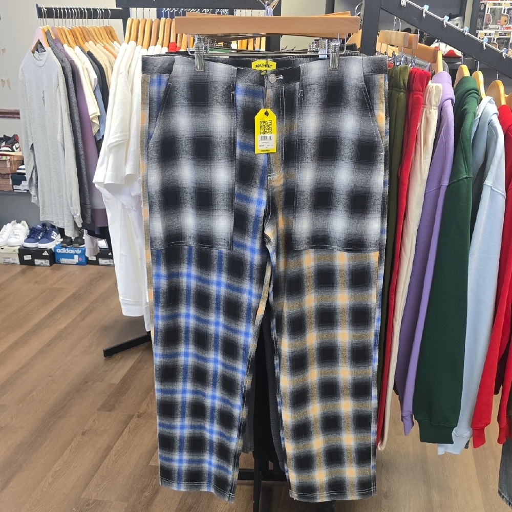 Men's Plaid Joggers - Black, Blue, Yellow